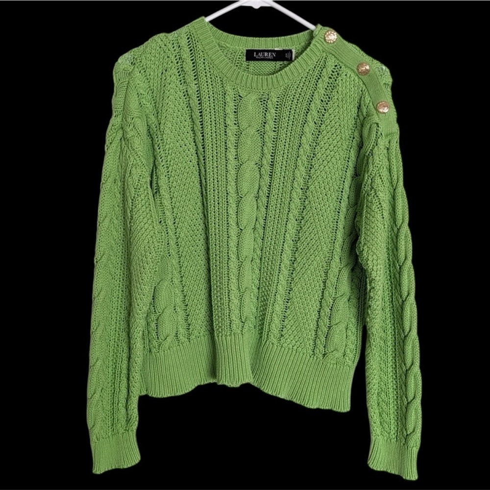 Ralph Lauren Lime Cable Knit Sweater